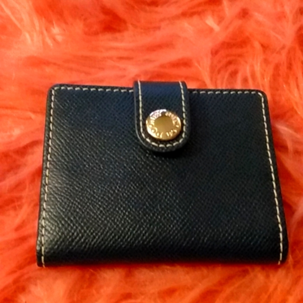 Black Leather Snap Wallet - Women's Compact Wallet